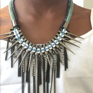 Adia Kibur Spike & Crystal Collar Necklace